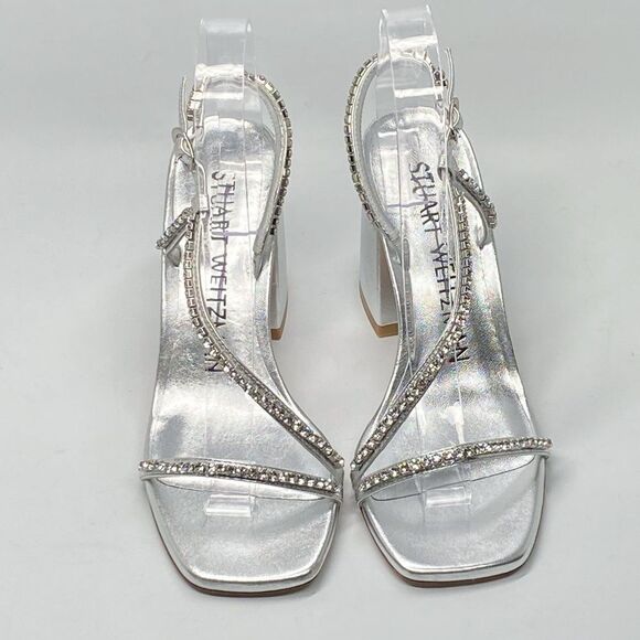 Stuart Weitzman Embellished Metallic Leather Sandals size 6 - Picture 2 of 11